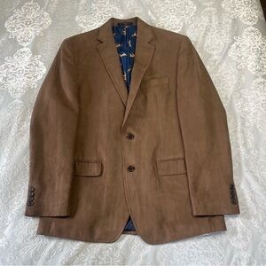 Lauren Ralph Lauren Microsuede Sport Coat Brown With Hound Pattern Size 40R